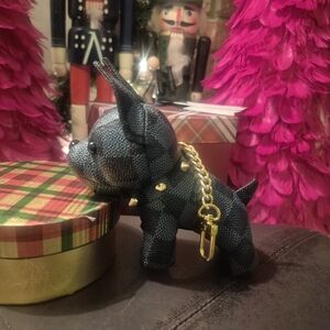 Louis Vuitton Black Dog Figurine with Gold Chain